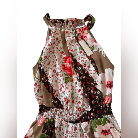 NY&C Floral Halter Neck Romper with Smocked Waist XS Romantic Garden Collection - Picture 2 of 13
